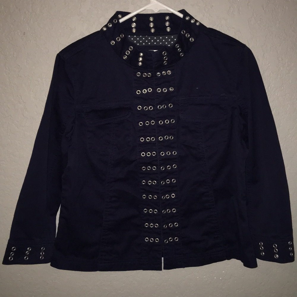 Live A Little navy blue jacket. Size small.